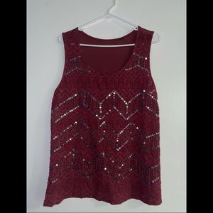 Maroon Beaded Top